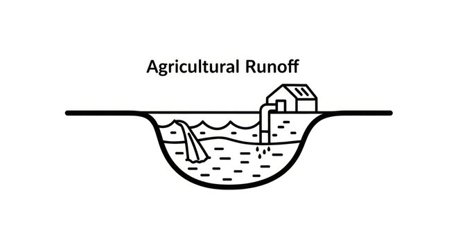 Agricultural runoff pollution concept illustration.