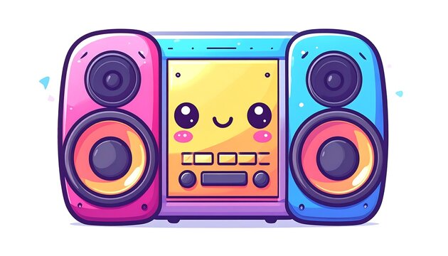 Cute Cartoon Music Player Icon Isolated on White Background for Audio Entertainment and Digital Media Design