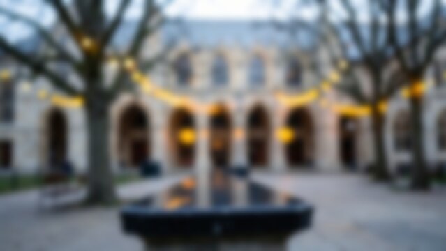 blurred black granite parapet and illuminated courtyard for product