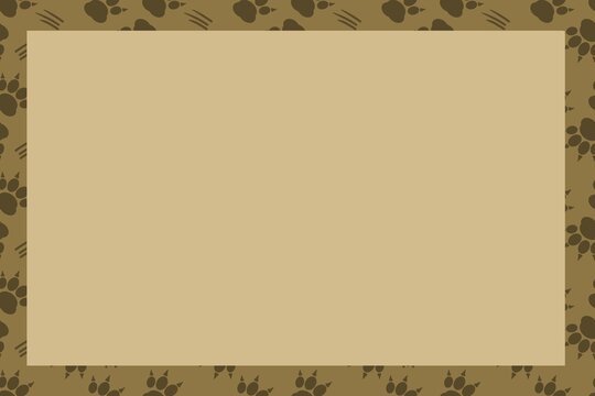 Beige and brown paw print border frame with a clean central space for text or photos, creating a warm pet-themed design for posters, invitations, flyers, stationery, printable templates, packaging