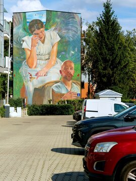 Mural in Radom, Poland. Copy of painting by famous Polish painter Jacek Malczewski born in Radom.
