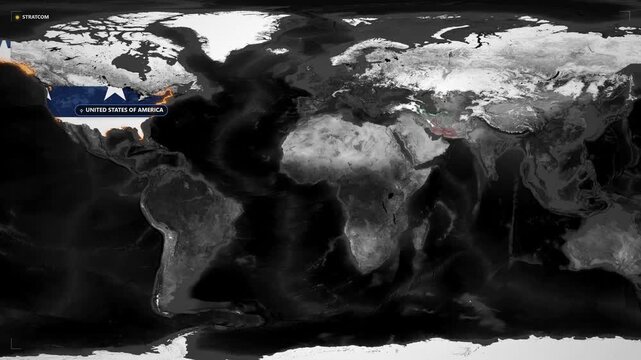 Global military strategy map: us strategic presence and geopolitical connections to iran animated data visualization