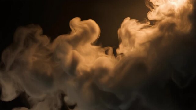 Dark ink vapor rising through warm amber light
