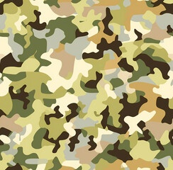 Fototapeta premium Bright Woodland Camouflage Seamless Pattern Vector Texture Background