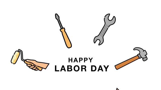 Happy labor day greeting card animation video