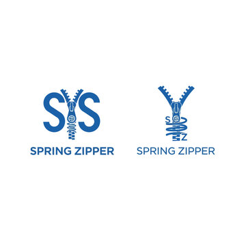 Spring zipper logo design with typography