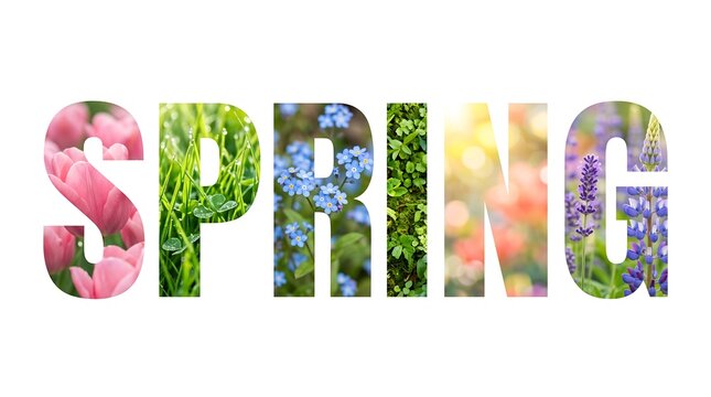 Vibrant spring flowers and greenery in colorful garden scene