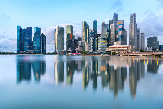 Panorama of Singapore Cityscape in Marina Bay, Singapore.