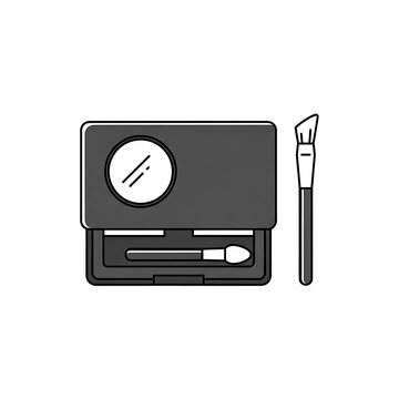 Flat design makeup palette with brushes and color indicator