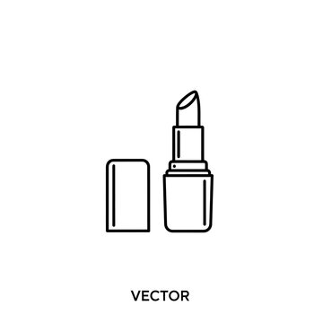 Minimalist lipstick and compact makeup mirror icon set