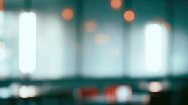 Soft-focus interior with blurred lights and muted colors