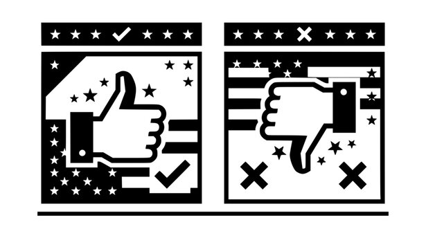 2020 US presidential election upvote and downvote voting concept vector