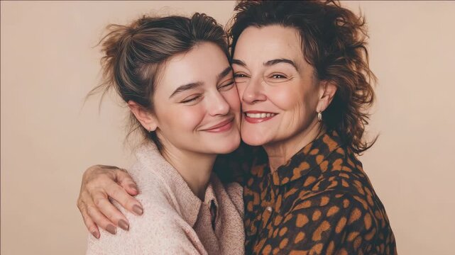 A tender embrace between a young woman and an older woman, possibly her mother, conveying love and connection.