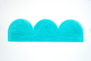 Fototapeta premium Turquoise Abstract Painted Scallop Shape On White Background