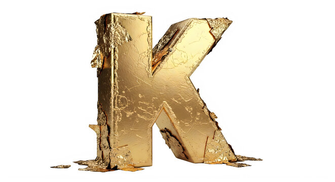 Golden Textured Letter K Isolated On Transparent Background For Design Use transparent background