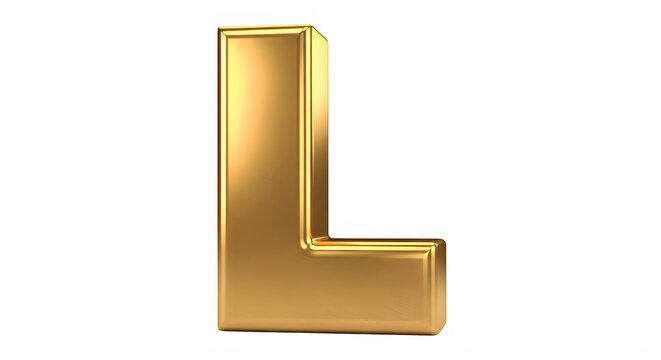 Golden Three Dimensional Letter L Isolated On Transparent Background transparent background