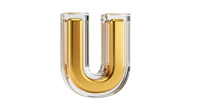 Modern stylish golden letter U graphic design isolated image transparent background