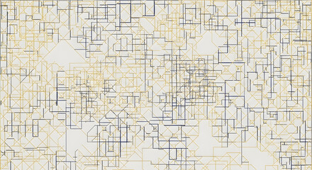 Obraz premium Abstract geometric network pattern background with golden and dark lines digital art and technology concept