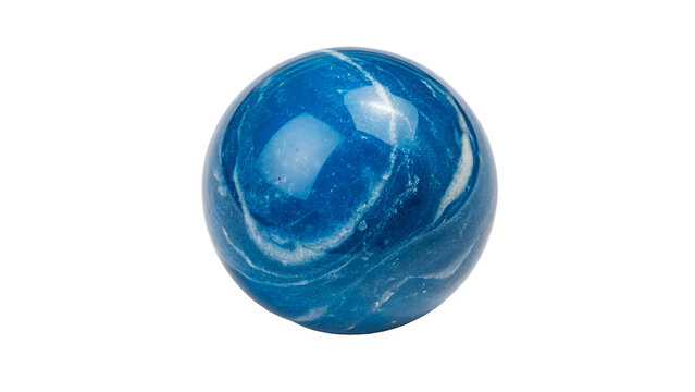 Glossy dark blue glass marble sphere vintage classic toy round ball isolated on transparent background