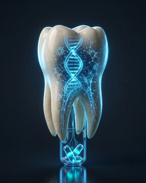 Futuristic Tooth with DNA and Regenerative Therapy.