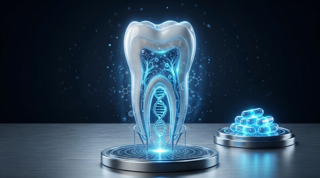 Futuristic Tooth with DNA and Regenerative Therapy.
