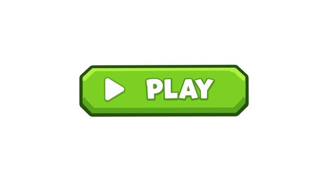 Play button animated green UI button with play triangle icon clicking 4k isolated white background