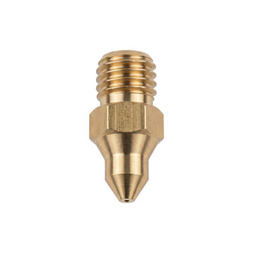 Brass 3D printer nozzle with threaded end for extruder assembly