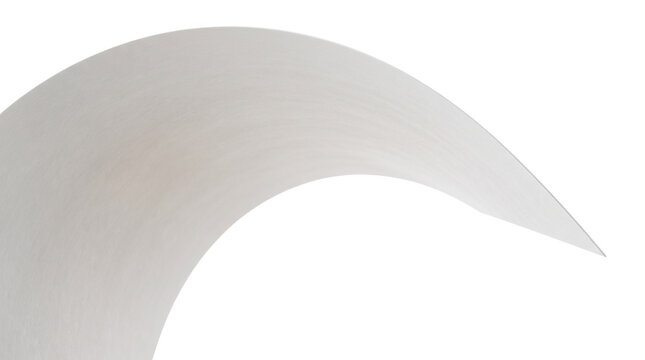 Brushed metal crescent blade, sharp curved steel edge, industrial metallic texture, silver chrome hardware component isolated PNG with Transparent Background
