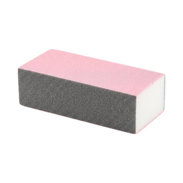 Pink and gray four-sided nail buffer block for manicure and pedicure