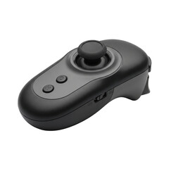 Ergonomic black joystick controller with buttons and toggle switch on white background © maximon4ik
