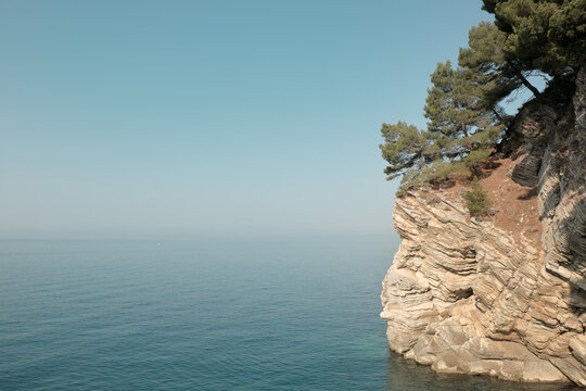 sea horizon with sheer cliff, Montenegro