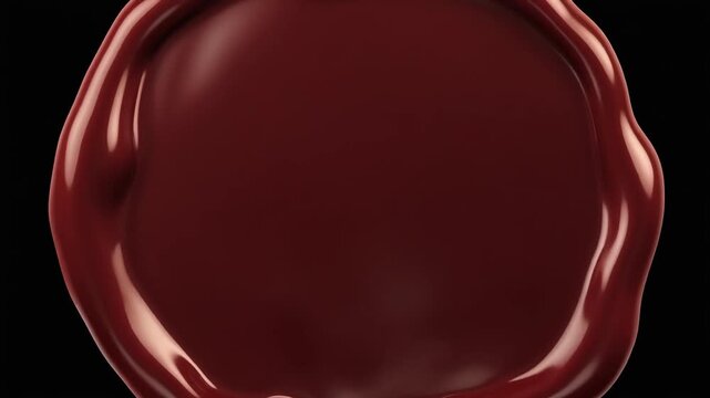 Burgundy wax seal slowly melting against black