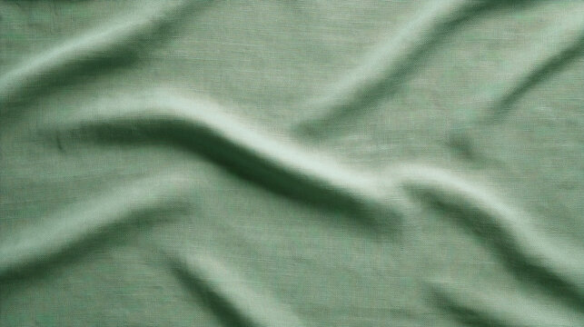 Sage Green Textured Fabric Background with Elegant Draped Waves