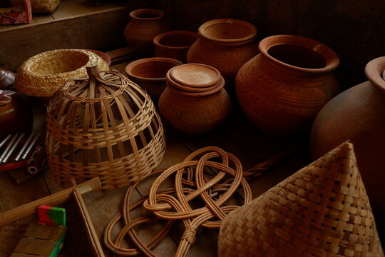 Authentic Handmade Earthenware Jar Displayed at Traditional Souvenir Shop
