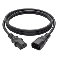 Fototapeta premium Coiled black power extension cable on white background