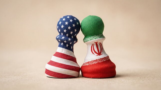 Chess pawns wrapped in national flags symbolizing geopolitical strategy with representing political strategy two chess international