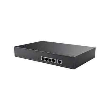 Black ethernet network switch router isolated on white background