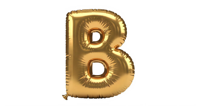 Shiny gold foil letter B balloon isolated on transparent background transparent background
