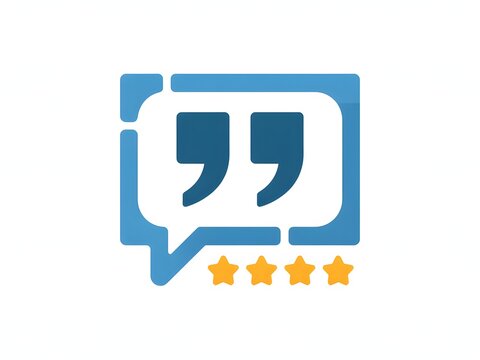 Speech bubble icon with star rating overlay for user feedback or reviews