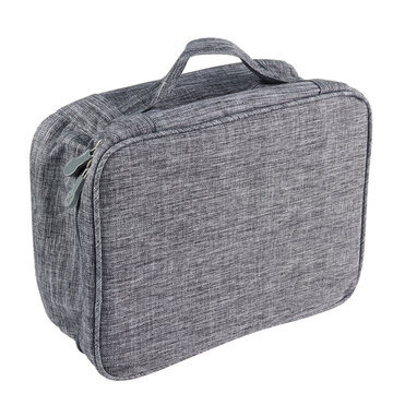 Travel Organizer Bag in Gray Melange with Zipper and Carry Handle, Compact Storage Solution for Luggage Organization, Travel Essentials, Clothing, Accessories, Business Trips and Everyday Use