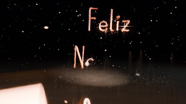 Tracing glowing ember entering right, drawing Feliz Navidad message on mirror floor ending heart
