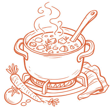 Vegetable soup simmering on stove