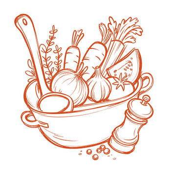 Fresh ingredients for homemade soup