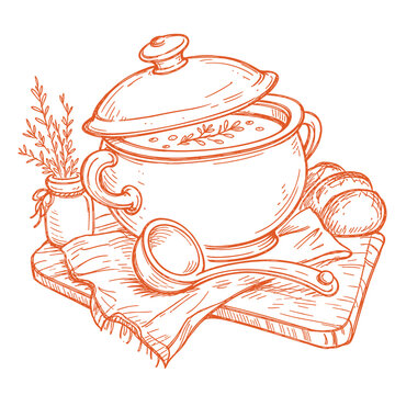 Rustic table setting with soup tureen