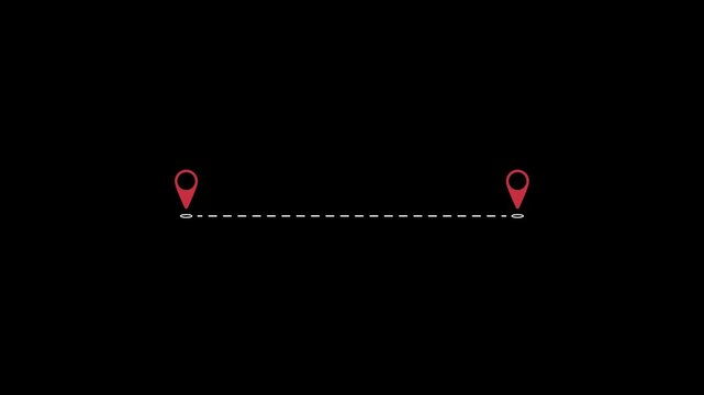 4K motion graphic of Location icon symbol with alpha channel transparency. 2D cartoon animation of Directional location pin pointer icon on black background.
