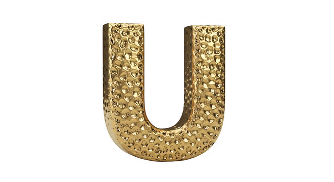 Golden Textured Letter U Isolated on Transparent Background Design Element transparent background
