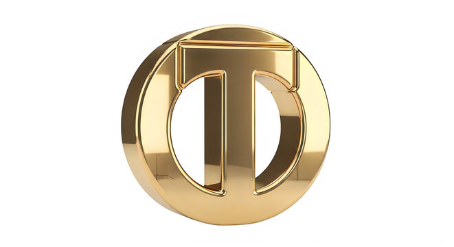 Golden Three Dimensional Pi Symbol Logo Isolated Design transparent background