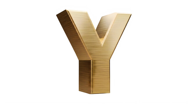 Three dimensional golden letter Y logo isolated on clear background transparent background