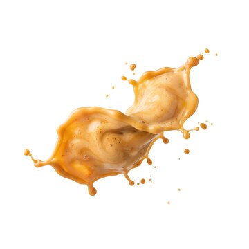Twisting Caramel Sauce Liquid Splash Coffee Drink PNG