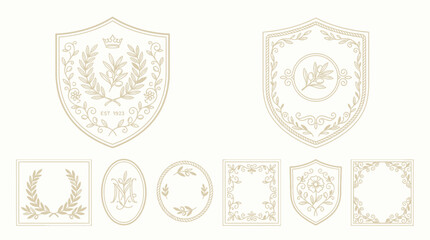 Fototapeta premium Heraldic Emblems and Ornate Frames: Laurel Wreath, Crests, Monogram
